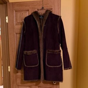 Dennis Basso Brown Coat with Tan Trim